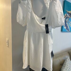 White Puff Sleeve Dress